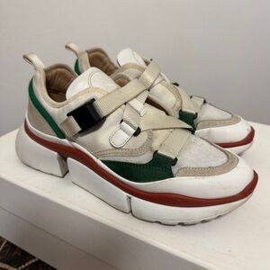 Chloe Sonnie Trainers, Womens in White & Jungle Green